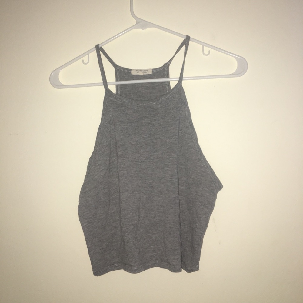 Gray Cropped Halter Top